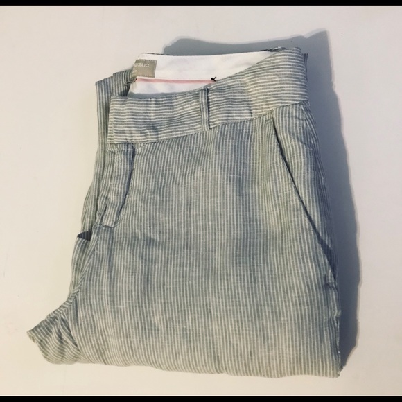 Banana Republic Pants - New Banana Republic 100% Linen Pants Martin Fit Gray White Striped Lined Size 6